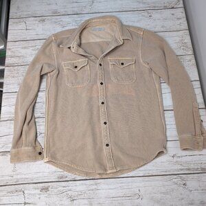 Outerknown Thick Cotton Tan Button Up Shirt Size Medium